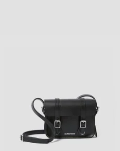 Bolso bandolera de piel de 18 cm in Negro