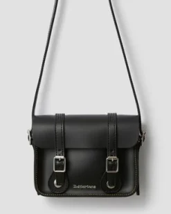 Bolso bandolera de piel de 18 cm in Negro