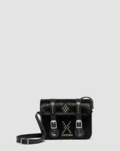 Bolso bandolera de piel Hair On y Kiev de 18 cm in Negro