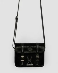 Bolso bandolera de piel Hair On y Kiev de 18 cm in Negro