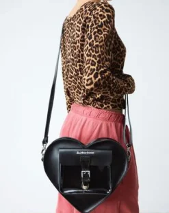 Bolso Corazón de piel in Negro
