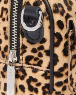 Bolso mini con estampado de leopardo y asa superior in Negro & Ambrato