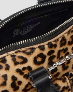 Bolso mini con estampado de leopardo y asa superior in Negro & Ambrato