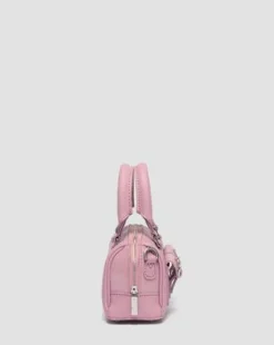 Bolso mini de charol con asa superior in Rosa Empolvado