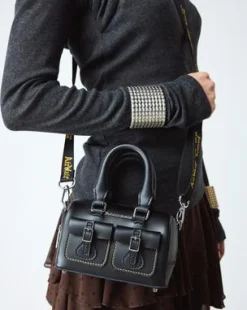 Bolso Mini De Piel Con Asa Superior in Negro