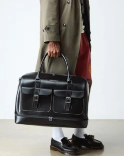 Bolso Weekender de piel Smooth in Negro