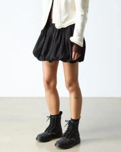 Bota 1460 Frill de piel in Negro