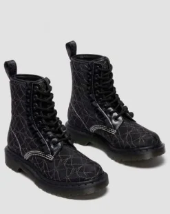 Bota 1460 Frill de piel in Negro