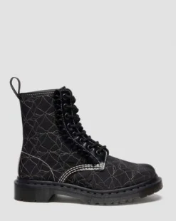 Bota 1460 Frill de piel in Negro