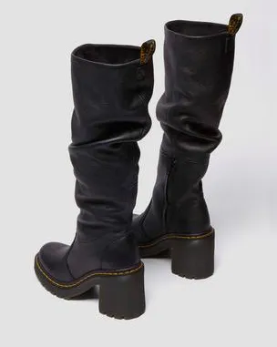 Botas altas con tacón Kasey de piel Virginia in Negro