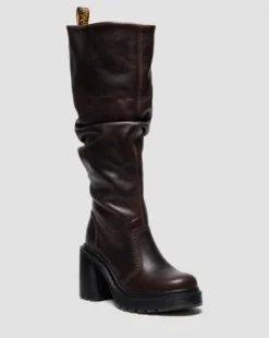 BOTAS ALTAS KASEY DE PIEL CON TACÓN in Marrón Oscuro