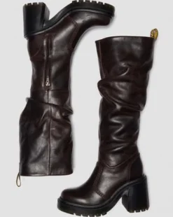 BOTAS ALTAS KASEY DE PIEL CON TACÓN in Marrón Oscuro