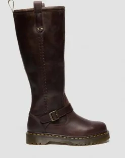 BOTAS ALTAS MOTERAS ANISTONE DE PIEL CRAZY HORSE&nbsp; in Marrón Oscuro