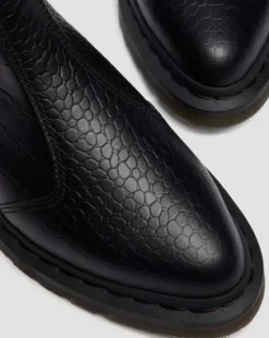 Botas Bianca II de piel repujada con efecto cocodrilo in Negro