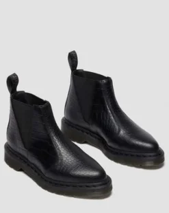 Botas Bianca II de piel repujada con efecto cocodrilo in Negro