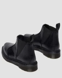 Botas Bianca II de piel repujada con efecto cocodrilo in Negro