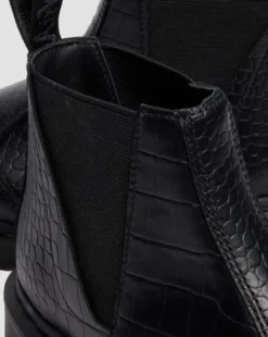Botas Bianca II de piel repujada con efecto cocodrilo in Negro