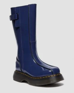 Botas Buzz Hi de charol Distressed Patent in Azul Oscuro