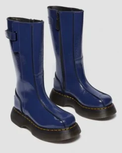 Botas Buzz Hi de charol Distressed Patent in Azul Oscuro