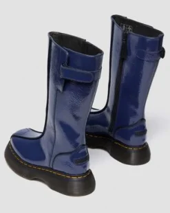 Botas Buzz Hi de charol Distressed Patent in Azul Oscuro