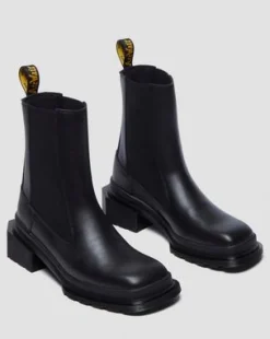 Botas Chelsea Maybole de piel con puntera cuadrada in Negro