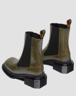 Botas Chelsea Maybole de piel con puntera cuadrada in Verde Oliva Verde