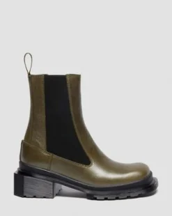 Botas Chelsea Maybole de piel con puntera cuadrada in Verde Oliva Verde