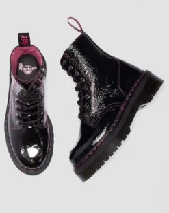 Botas con plataforma Jadon de piel Distressed Patent in Negro