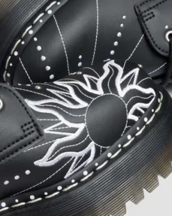 Botas con plataforma Jadon Hi Solar Flare de piel reacondicionada in Negro & Blanco