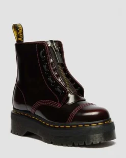 Botas Con Plataforma Sinclair De Piel Arcadia in Rojo Cereza