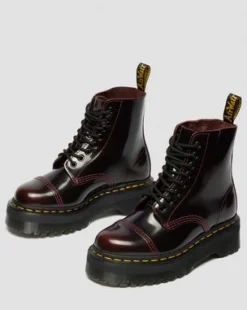 Botas Con Plataforma Sinclair De Piel Arcadia in Rojo Cereza