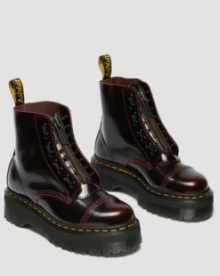 Botas Con Plataforma Sinclair De Piel Arcadia in Rojo Cereza