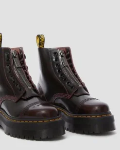 Botas Con Plataforma Sinclair De Piel Arcadia in Rojo Cereza