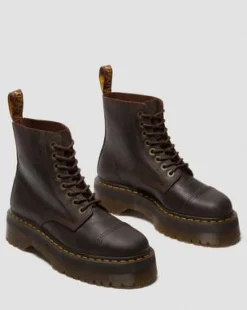 Botas con plataforma Sinclair de piel Crazy Horse in Marrón Oscuro