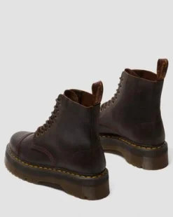 Botas con plataforma Sinclair de piel Crazy Horse in Marrón Oscuro