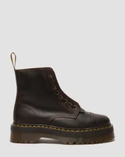 Botas con plataforma Sinclair de piel Crazy Horse in Marrón Oscuro