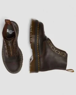 Botas con plataforma Sinclair de piel Crazy Horse in Marrón Oscuro
