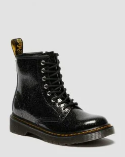 BOTAS 1460 DE CHAROL CON PURPURINA PARA JUNIOR in Negro & Plateado