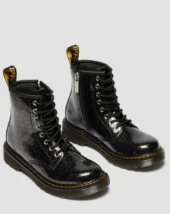 BOTAS 1460 DE CHAROL CON PURPURINA PARA JUNIOR in Negro & Plateado