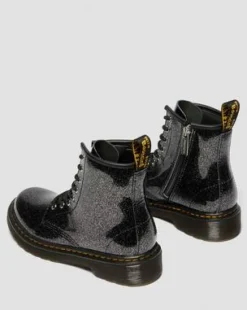 BOTAS 1460 DE CHAROL CON PURPURINA PARA JUNIOR in Negro & Plateado