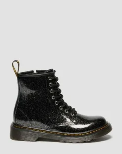 BOTAS 1460 DE CHAROL CON PURPURINA PARA JUNIOR in Negro & Plateado
