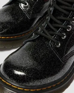 BOTAS 1460 DE CHAROL CON PURPURINA PARA JUNIOR in Negro & Plateado