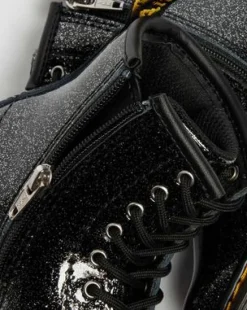 BOTAS 1460 DE CHAROL CON PURPURINA PARA NIÑOS in Negro & Plateado