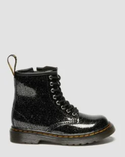 BOTAS 1460 DE CHAROL CON PURPURINA PARA NIÑOS in Negro & Plateado