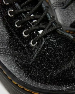 BOTAS 1460 DE CHAROL CON PURPURINA PARA NIÑOS in Negro & Plateado