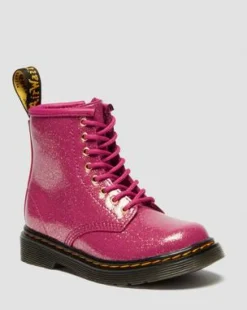 BOTAS 1460 DE CHAROL CON PURPURINA PARA NIÑOS in Rosa, Plateado & Dorado