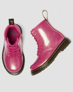 BOTAS 1460 DE CHAROL CON PURPURINA PARA NIÑOS in Rosa, Plateado & Dorado