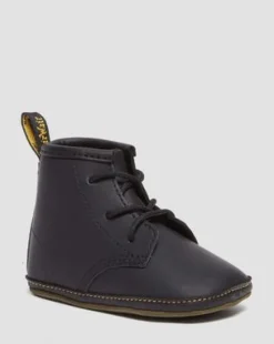 Botas 1460 de piel Auburn para recién nacidos in Negro
