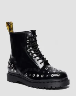 BOTAS 1460 DE PIEL BUTTERO CON TACHUELAS in Negro