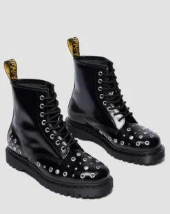 BOTAS 1460 DE PIEL BUTTERO CON TACHUELAS in Negro